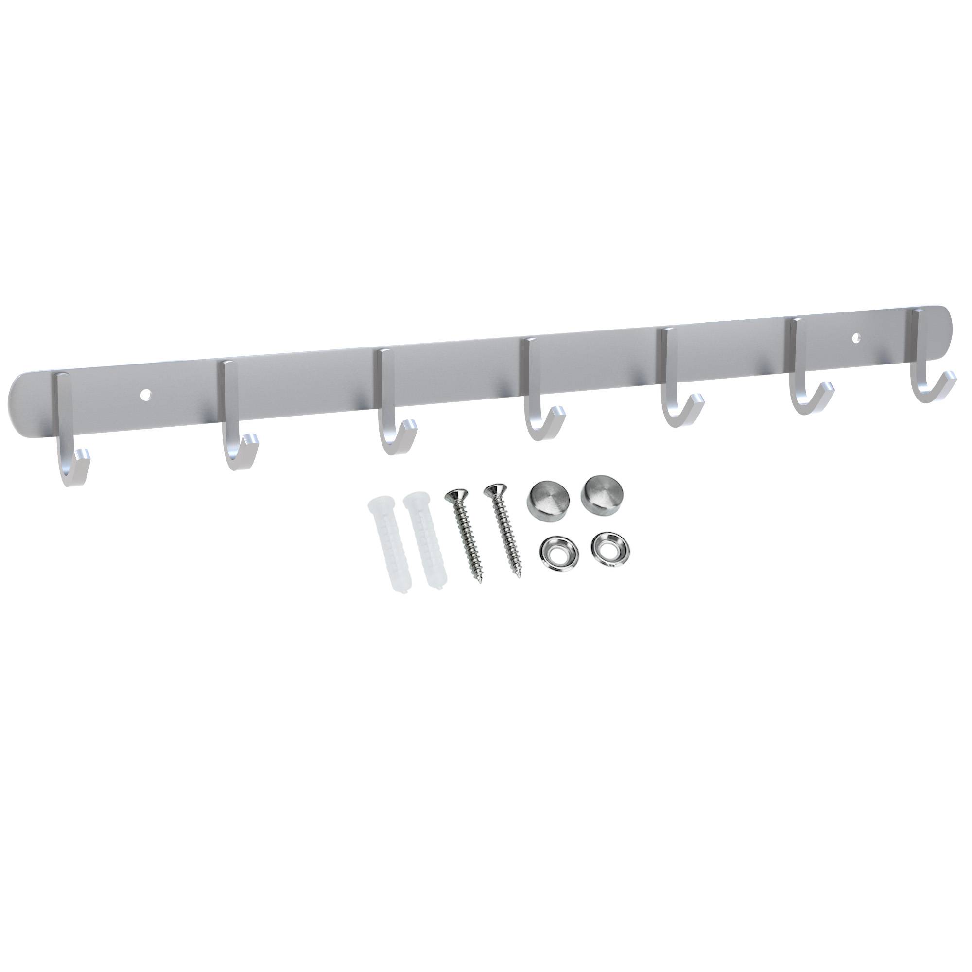 Intirilife Edelstahl Garderobenleiste Modell D - 7 Haken - Kleiderhaken Garderobe Hakenleiste in 5 verschiedenen Designs