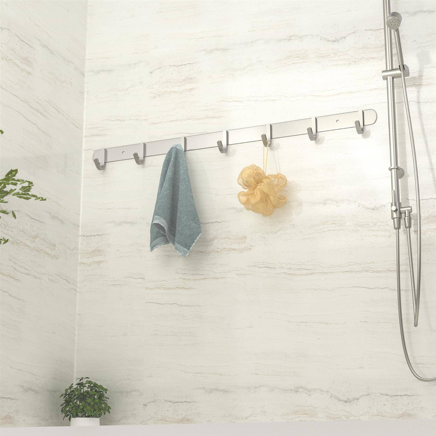 Intirilife Edelstahl Garderobenleiste Modell D - 7 Haken - Kleiderhaken Garderobe Hakenleiste in 5 verschiedenen Designs