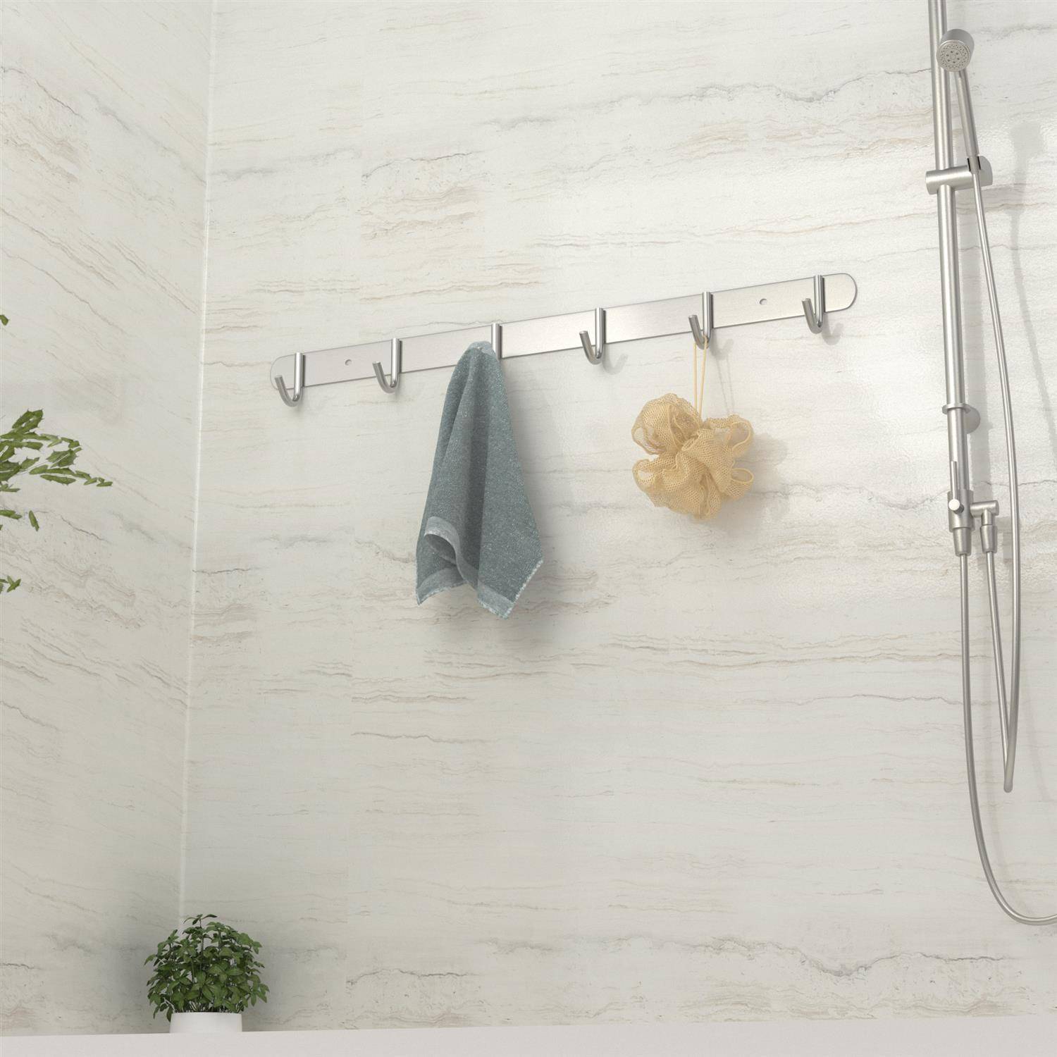 Intirilife Edelstahl Garderobenleiste Modell E - 6 Haken - Kleiderhaken Garderobe Hakenleiste in 5 verschiedenen Designs