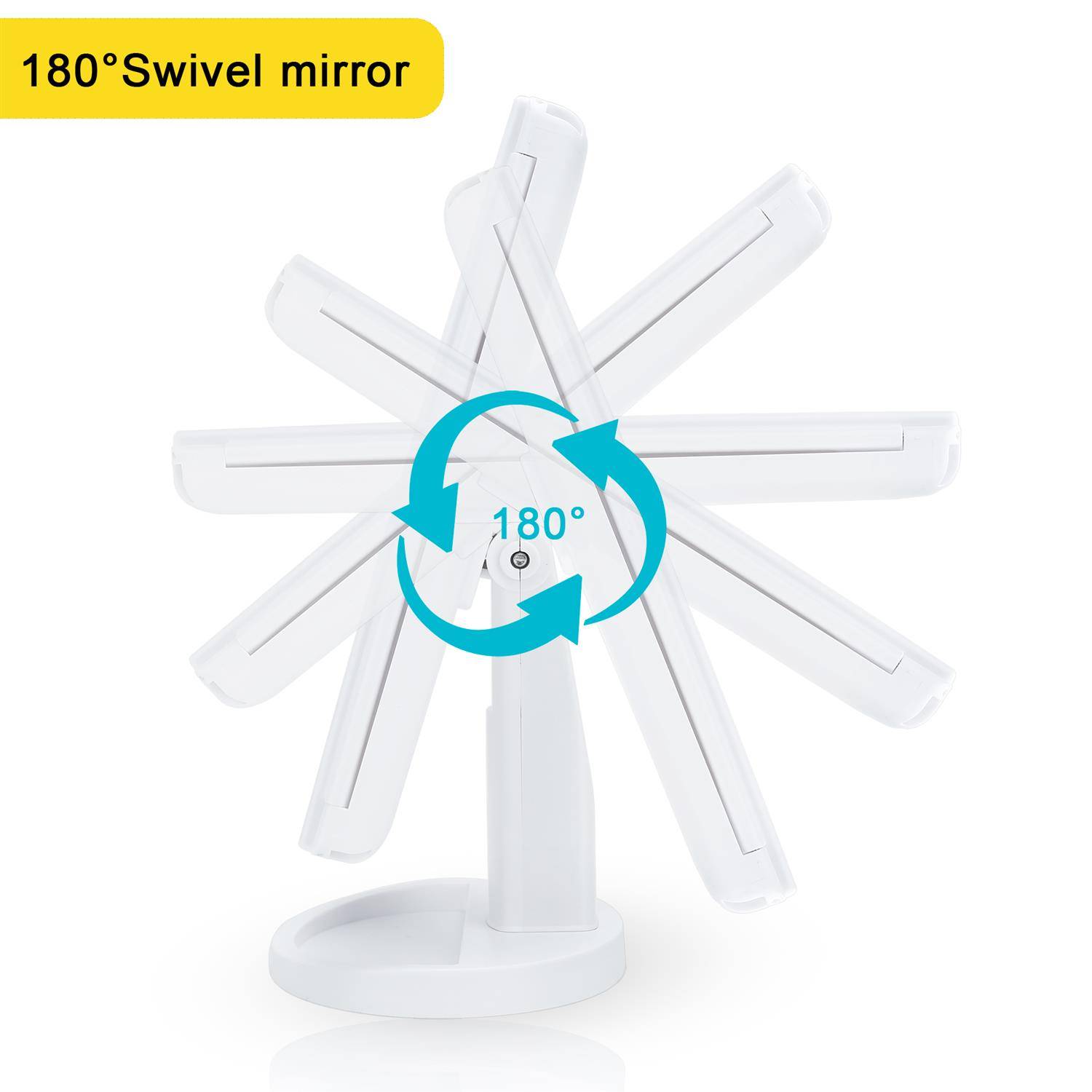 Intirilife Schminkspiegel mit LED - Beleuchteter Kosmetikspiegel Makeup Tischspiegel Klappbar Weiß