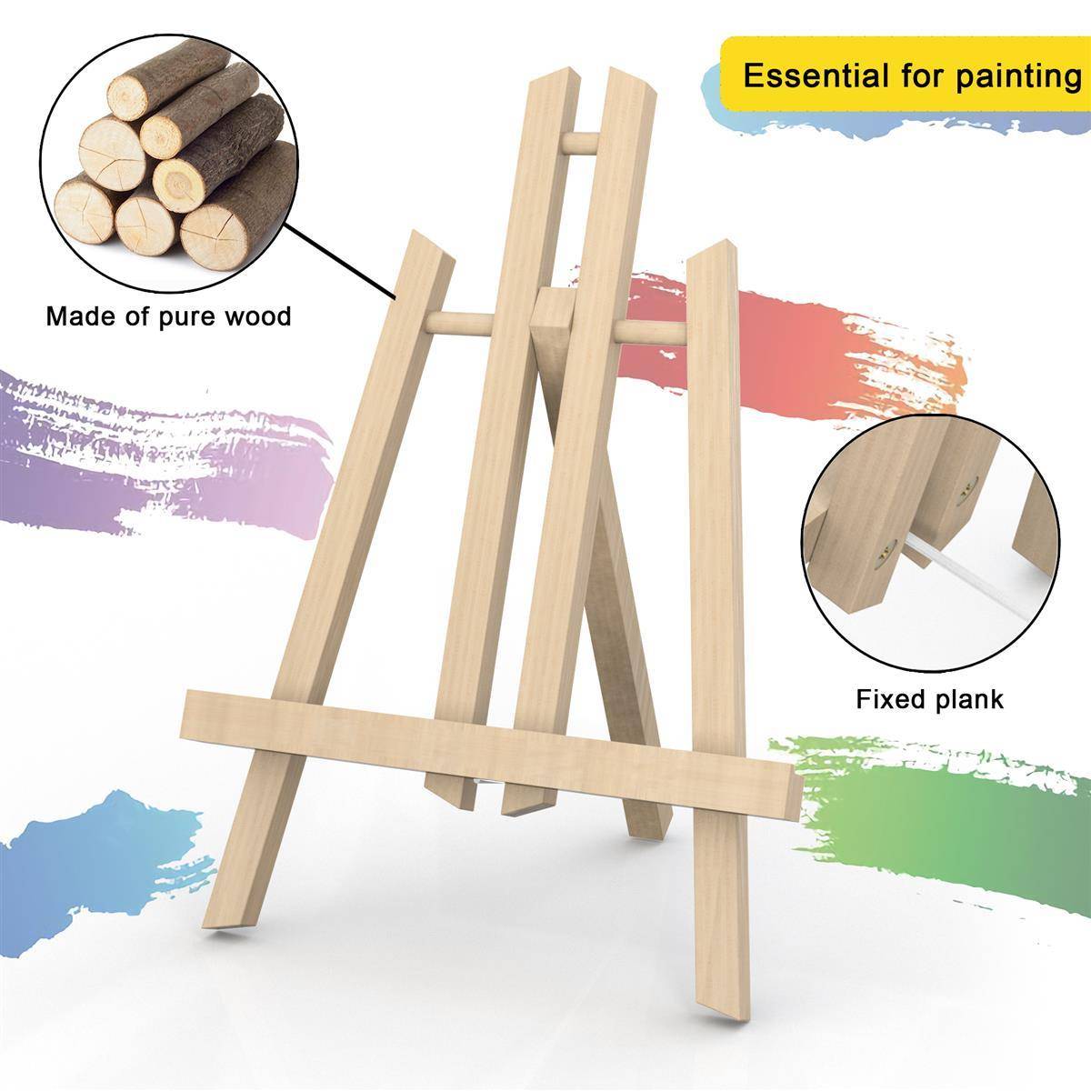 Intirilife Tischstaffelei aus Buchenholz 18 x 30 cm - Klappbarer Bildhalter Foto-Ständer Dreibeinige Sitzstaffelei