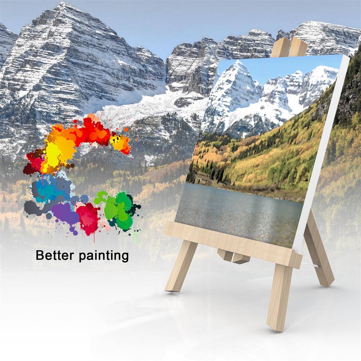 Intirilife Tischstaffelei aus Buchenholz 18 x 30 cm - Klappbarer Bildhalter Foto-Ständer Dreibeinige Sitzstaffelei