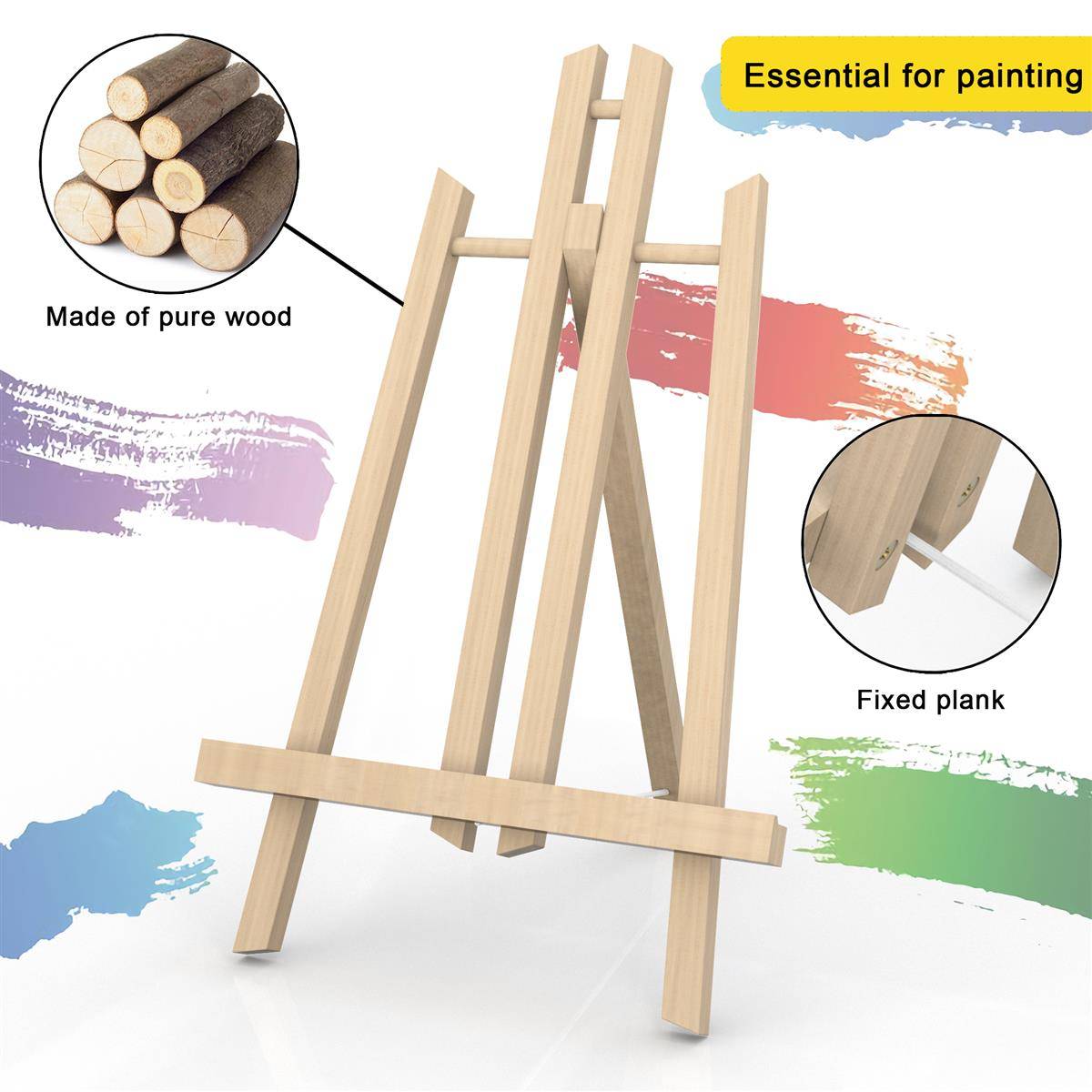 Intirilife Tischstaffelei aus Buchenholz 23 x 40 cm - Klappbarer Bildhalter Foto-Ständer Dreibeinige Sitzstaffelei