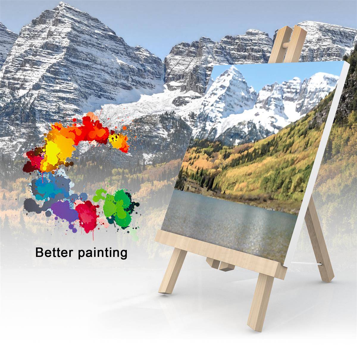 Intirilife Tischstaffelei aus Buchenholz 23 x 40 cm - Klappbarer Bildhalter Foto-Ständer Dreibeinige Sitzstaffelei