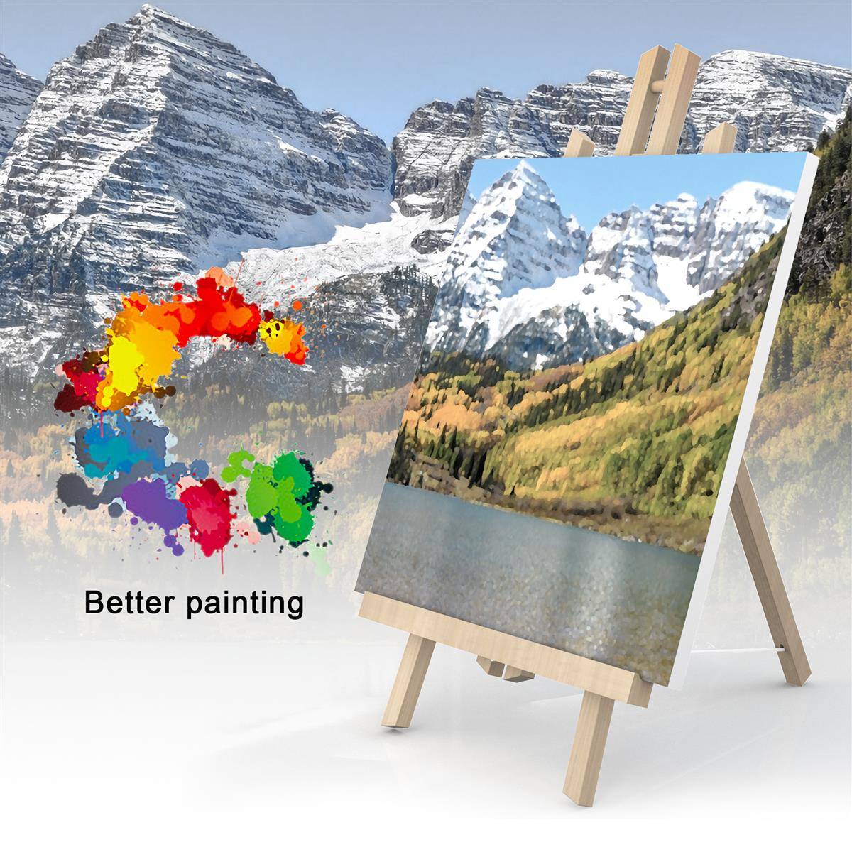 Intirilife Tischstaffelei aus Buchenholz 27 x 50 cm - Klappbarer Bildhalter Foto-Ständer Dreibeinige Sitzstaffelei