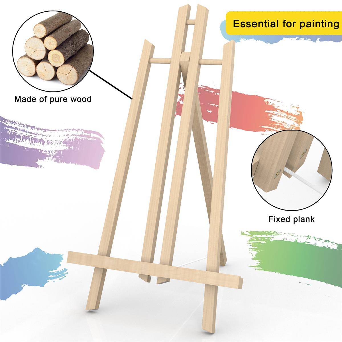 Intirilife Tischstaffelei aus Buchenholz 27 x 50 cm - Klappbarer Bildhalter Foto-Ständer Dreibeinige Sitzstaffelei