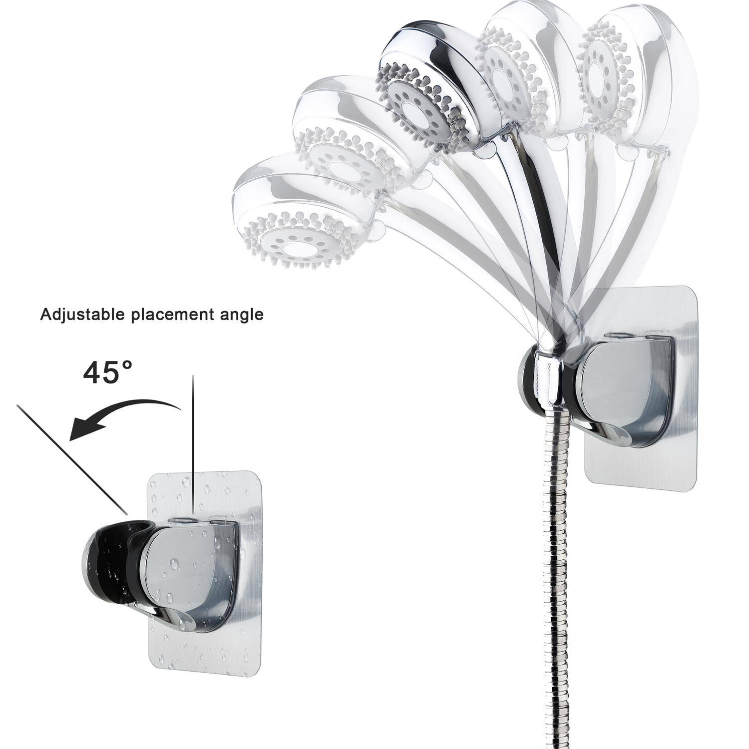 Intirilife Handbrause Halterung ohne Bohren - Verstellbarer Duschkopfhalter zum Kleben Silber