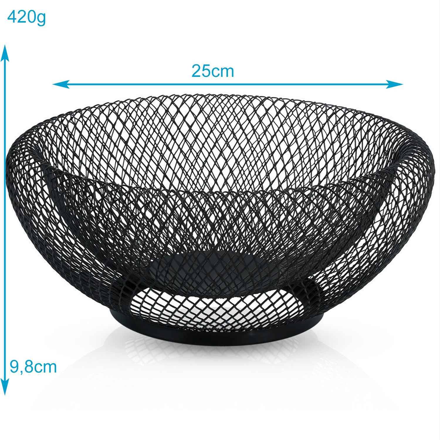 Intirilife Obstkorb aus Metall in Schwarz - Modische runde Obstschale Dekoschale doppelwandig für Obst, Gemüse u.v.m.