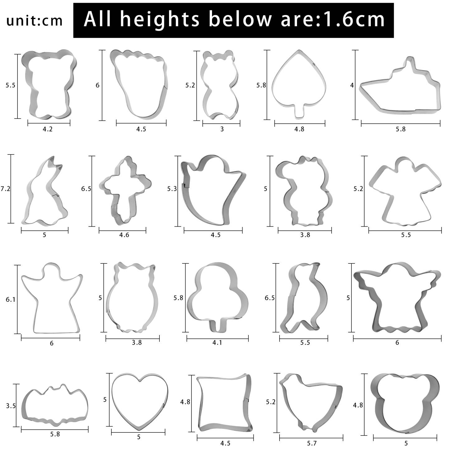 Intirilife 20-teiliges Edelstahl Keksausstecherset mit verschiedenen Formen und Größen mit praktischer Aufbewahrungsbox