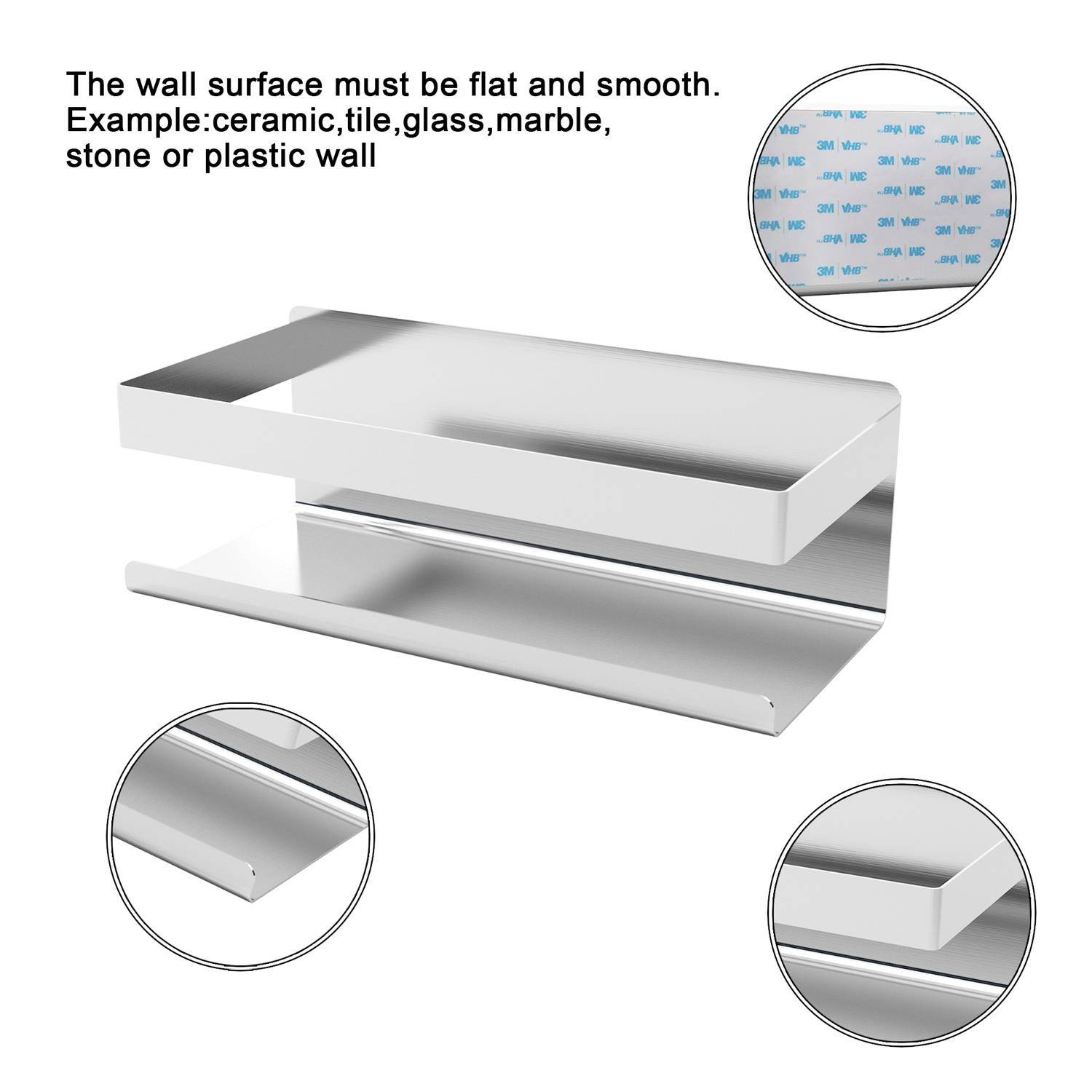 Intirilife selbstklebendes Duschregal in Silber - Shampoohalterung Duschablage Badezubehörkorb Gewürzregal