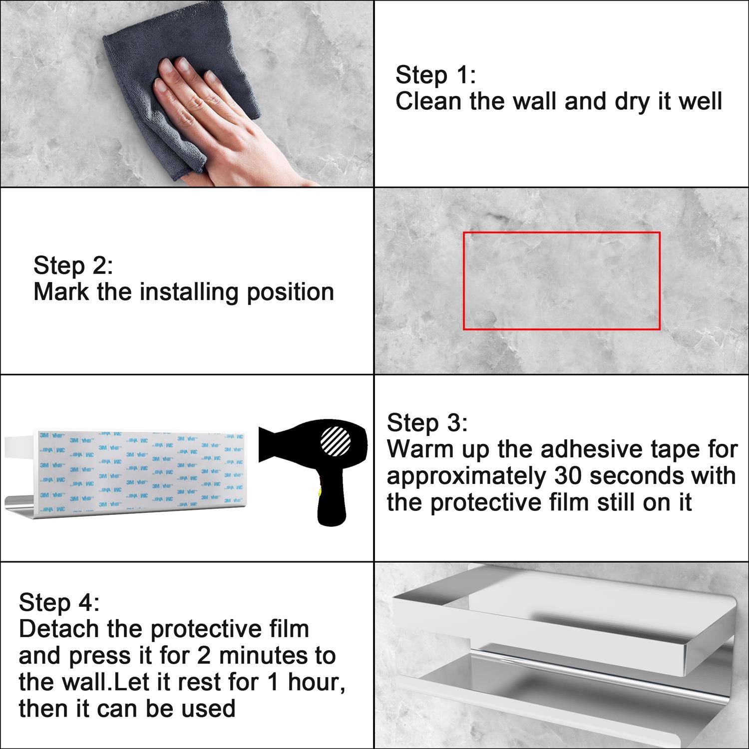 Intirilife selbstklebendes Duschregal in Silber - Shampoohalterung Duschablage Badezubehörkorb Gewürzregal