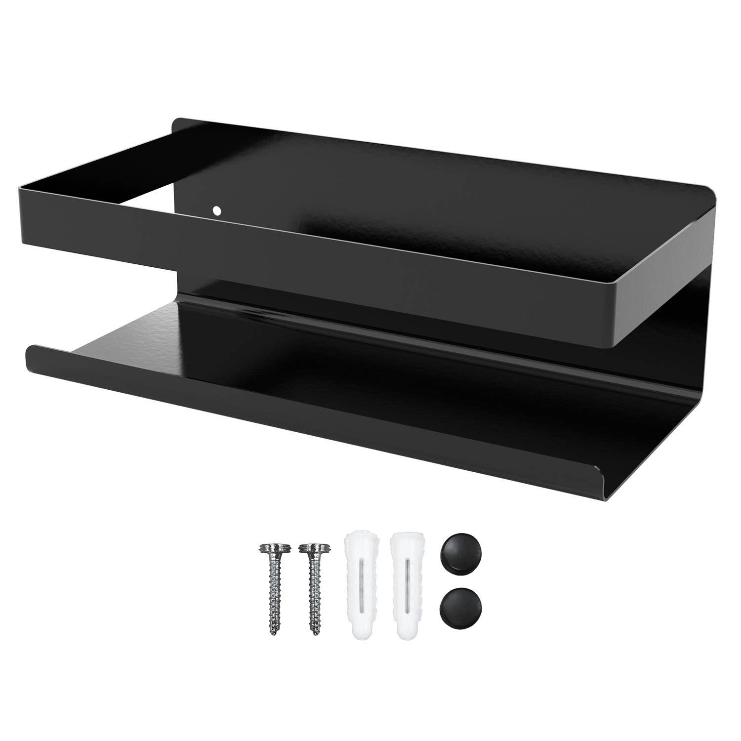 Intirilife selbstklebendes Duschregal in Schwarz - Shampoohalterung Duschablage Badezubehörkorb Gewürzregal