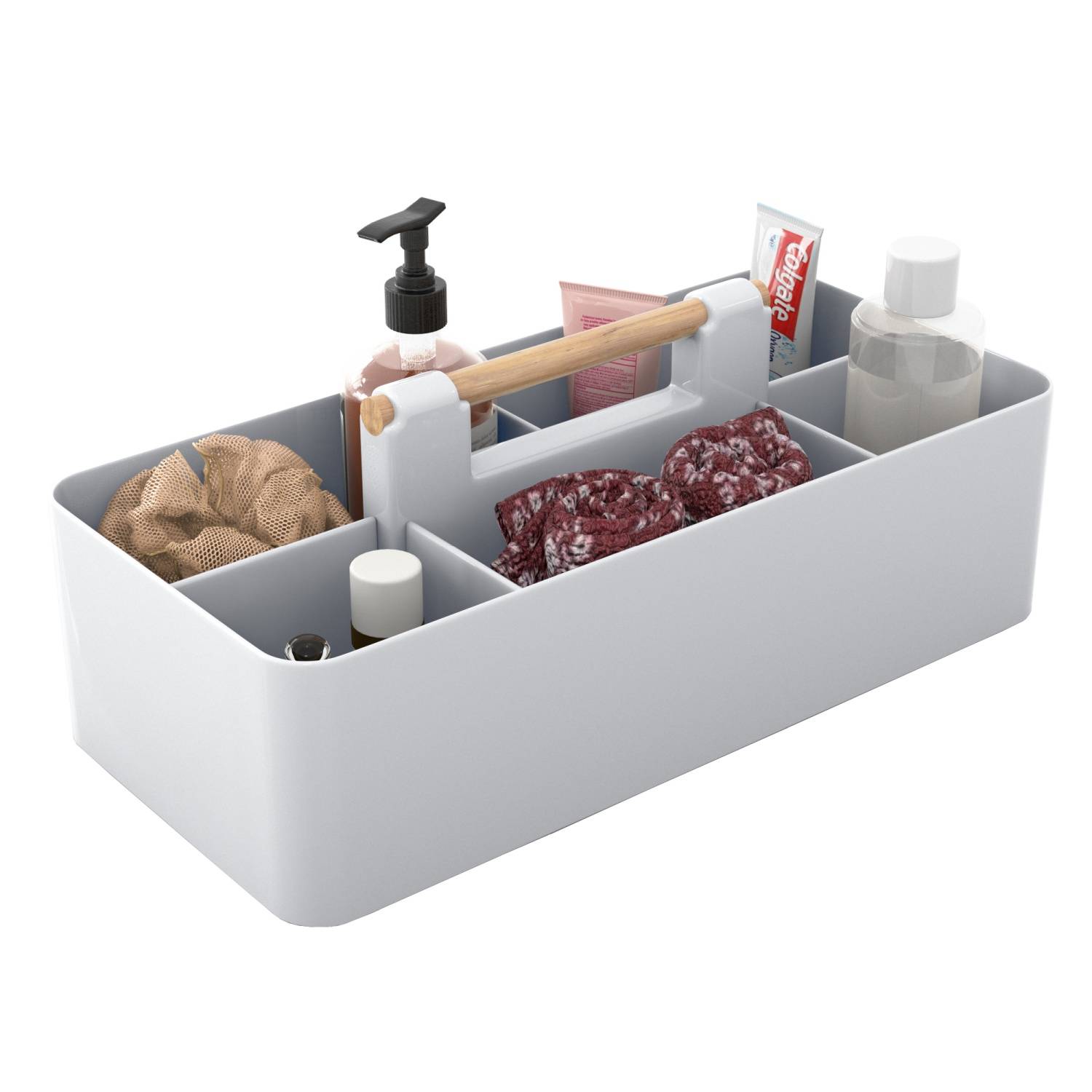 Intirilife Make Up Organizer in Grau - Beauty Kosmetik Aufbewahrungs Box mit 5 Fächern zur Schminkaufbewahrung - Ideal auch als Schreibtisch