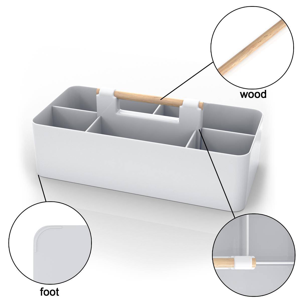 Intirilife Make Up Organizer in Grau - Beauty Kosmetik Aufbewahrungs Box mit 5 Fächern zur Schminkaufbewahrung - Ideal auch als Schreibtisch