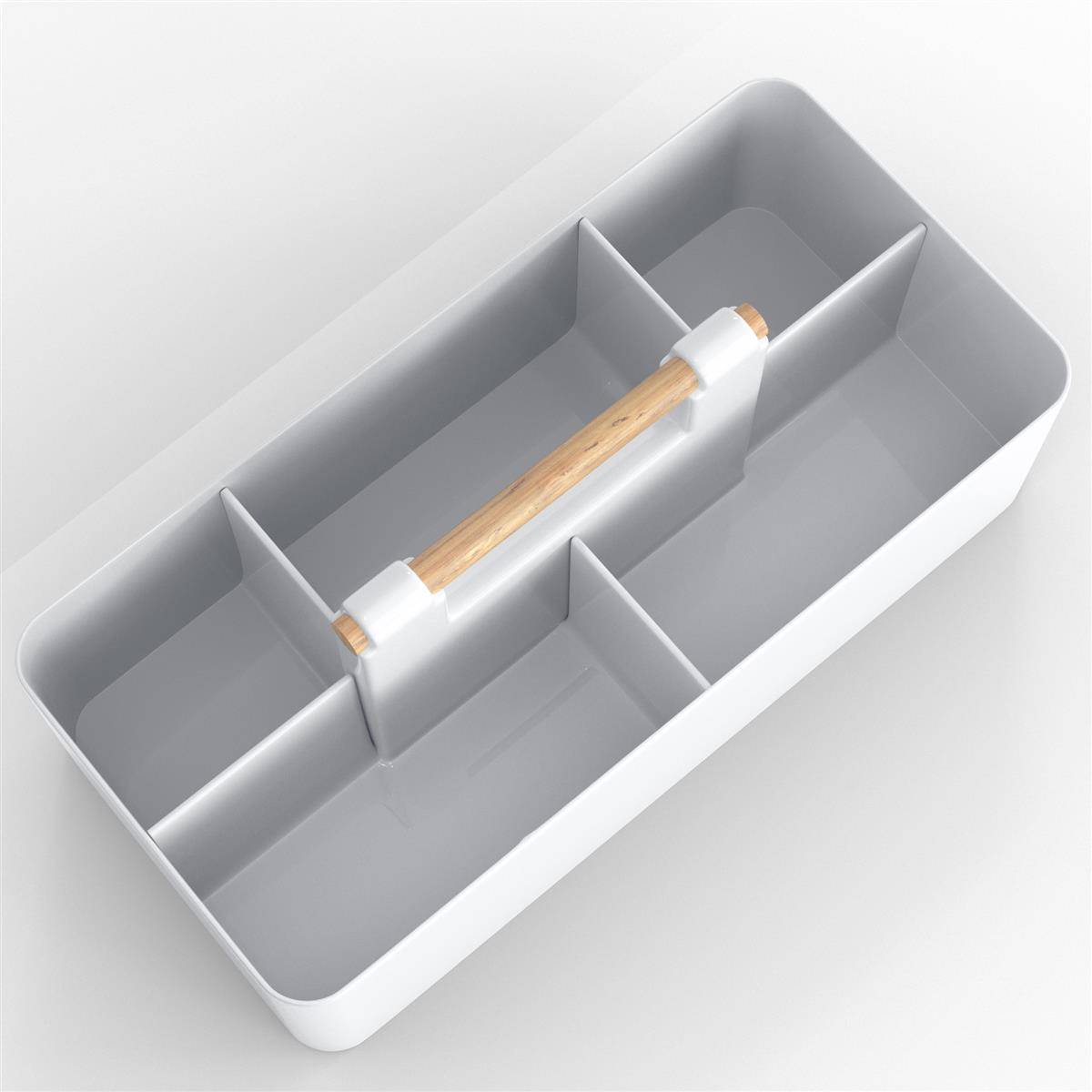 Intirilife Make Up Organizer in Grau - Beauty Kosmetik Aufbewahrungs Box mit 5 Fächern zur Schminkaufbewahrung - Ideal auch als Schreibtisch