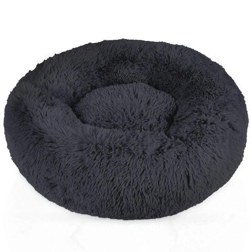 Intirilife flauschiges Plüsch Haustierbett in Dunkel Grau Durchmesser 100 cm - Weiches rundes rutschfestes Hundebett Katzenbett Kissen komfortables Intirilife flauschiges Plüsch Haustierbett in Dunkel Grau Durchmesser 100 cm - Weiches rundes rutschfestes Hundebett Katzenbett Kissen komfortables