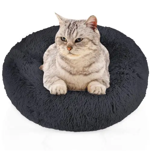 Intirilife flauschiges Plüsch Haustierbett in Dunkel Grau Durchmesser 100 cm - Weiches rundes rutschfestes Hundebett Katzenbett Kissen komfortables Intirilife flauschiges Plüsch Haustierbett in Dunkel Grau Durchmesser 100 cm - Weiches rundes rutschfestes Hundebett Katzenbett Kissen komfortables