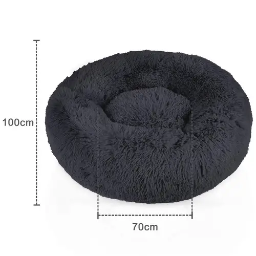 Intirilife flauschiges Plüsch Haustierbett in Dunkel Grau Durchmesser 100 cm - Weiches rundes rutschfestes Hundebett Katzenbett Kissen komfortables Intirilife flauschiges Plüsch Haustierbett in Dunkel Grau Durchmesser 100 cm - Weiches rundes rutschfestes Hundebett Katzenbett Kissen komfortables