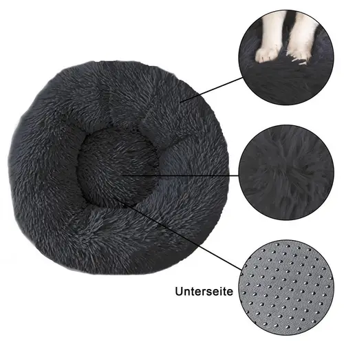 Intirilife flauschiges Plüsch Haustierbett in Dunkel Grau Durchmesser 100 cm - Weiches rundes rutschfestes Hundebett Katzenbett Kissen komfortables Intirilife flauschiges Plüsch Haustierbett in Dunkel Grau Durchmesser 100 cm - Weiches rundes rutschfestes Hundebett Katzenbett Kissen komfortables