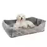 Intirilife Flauschiges Haustierbett mit doppelseitigem Innenkissen in Blau-Grau - Größe 67 x 56 cm - Weiches rundes rutschfestes Hundebett Katzenbet Intirilife Flauschiges Haustierbett mit doppelseitigem Innenkissen in Blau-Grau - Größe 67 x 56 cm - Weiches rundes rutschfestes Hundebett Katzenbet