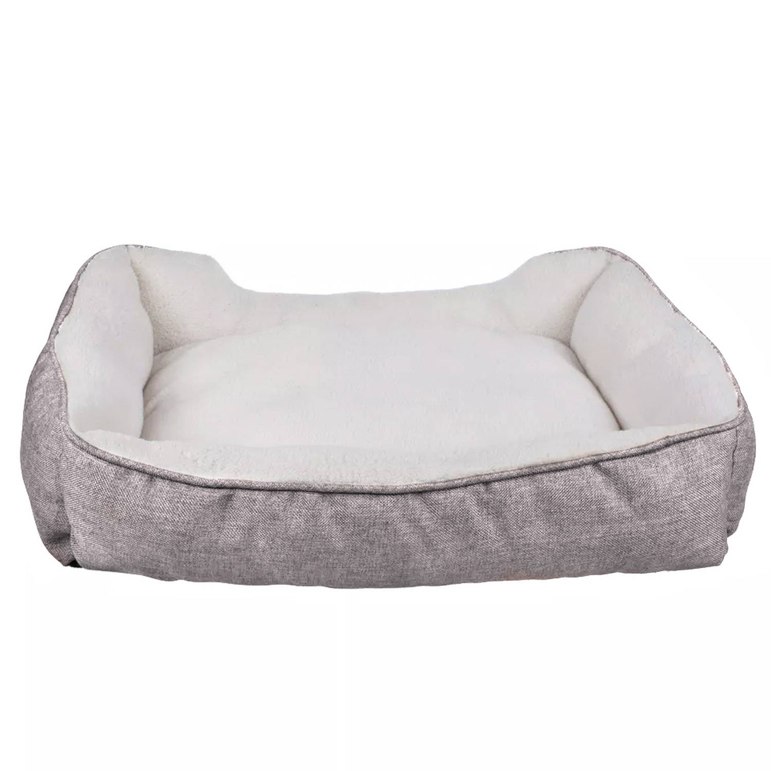 Intirilife flauschiges Plüsch Haustierbett in Grau - 60 x 47 x 13 cm - Weiches rutschfestes Hundebett Katzenbett Kissen komfortables Hundesofa