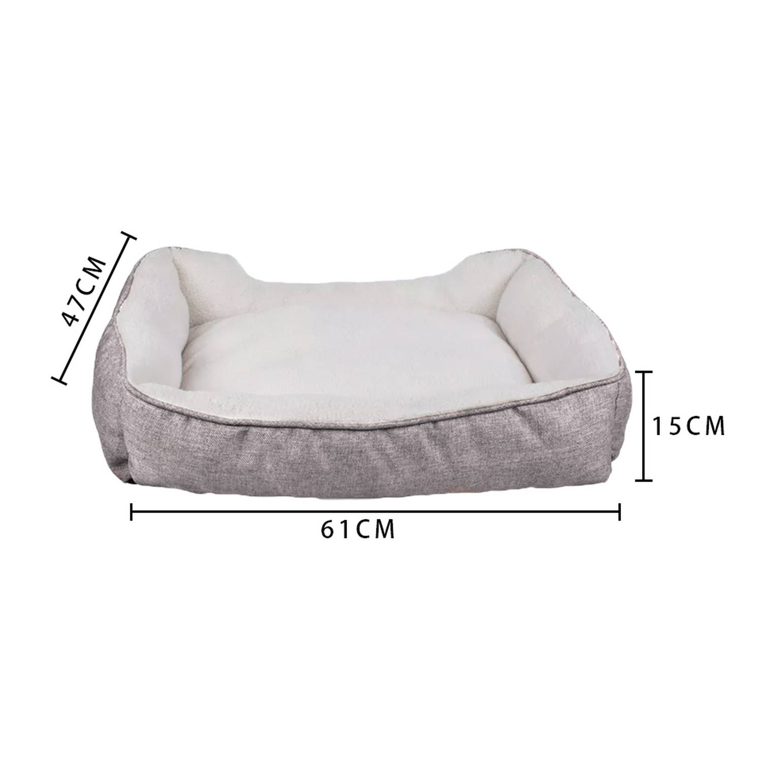 Intirilife flauschiges Plüsch Haustierbett in Grau - 60 x 47 x 13 cm - Weiches rutschfestes Hundebett Katzenbett Kissen komfortables Hundesofa