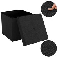 Intirilife Faltbare Sitzhocker 30x30x30 cm in PIANO SCHWARZ - Sitzwürfel mit Stauraum und Deckel aus Stoff mit Mulden - Sitzcube Fußablage Aufbewahr Intirilife Faltbare Sitzhocker 30x30x30 cm in PIANO SCHWARZ - Sitzwürfel mit Stauraum und Deckel aus Stoff mit Mulden - Sitzcube Fußablage Aufbewahr