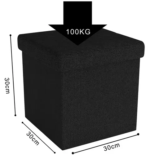Intirilife Faltbare Sitzhocker 30x30x30 cm in PIANO SCHWARZ - Sitzwürfel mit Stauraum und Deckel aus Stoff mit Mulden - Sitzcube Fußablage Aufbewahr Intirilife Faltbare Sitzhocker 30x30x30 cm in PIANO SCHWARZ - Sitzwürfel mit Stauraum und Deckel aus Stoff mit Mulden - Sitzcube Fußablage Aufbewahr
