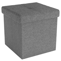 Intirilife Faltbare Sitzhocker 38x38x38 cm in FELS GRAU - Sitzwürfel mit Stauraum und Deckel aus Stoff mit Mulden - Sitzcube Fußablage Aufbewahrungs Intirilife Faltbare Sitzhocker 38x38x38 cm in FELS GRAU - Sitzwürfel mit Stauraum und Deckel aus Stoff mit Mulden - Sitzcube Fußablage Aufbewahrungs