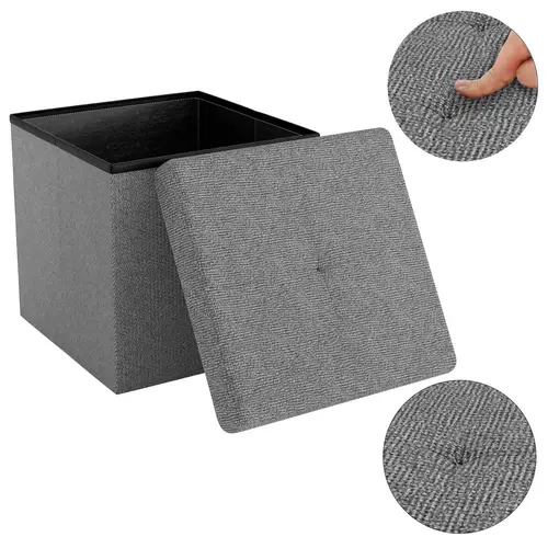 Intirilife Faltbare Sitzhocker 38x38x38 cm in FELS GRAU - Sitzwürfel mit Stauraum und Deckel aus Stoff mit Mulden - Sitzcube Fußablage Aufbewahrungs Intirilife Faltbare Sitzhocker 38x38x38 cm in FELS GRAU - Sitzwürfel mit Stauraum und Deckel aus Stoff mit Mulden - Sitzcube Fußablage Aufbewahrungs