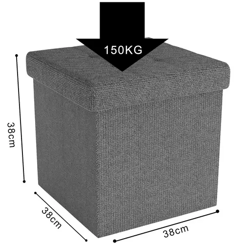 Intirilife Faltbare Sitzhocker 38x38x38 cm in FELS GRAU - Sitzwürfel mit Stauraum und Deckel aus Stoff mit Mulden - Sitzcube Fußablage Aufbewahrungs Intirilife Faltbare Sitzhocker 38x38x38 cm in FELS GRAU - Sitzwürfel mit Stauraum und Deckel aus Stoff mit Mulden - Sitzcube Fußablage Aufbewahrungs