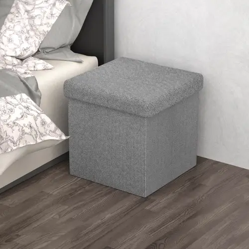 Intirilife Faltbare Sitzhocker 38x38x38 cm in FELS GRAU - Sitzwürfel mit Stauraum und Deckel aus Stoff mit Mulden - Sitzcube Fußablage Aufbewahrungs Intirilife Faltbare Sitzhocker 38x38x38 cm in FELS GRAU - Sitzwürfel mit Stauraum und Deckel aus Stoff mit Mulden - Sitzcube Fußablage Aufbewahrungs