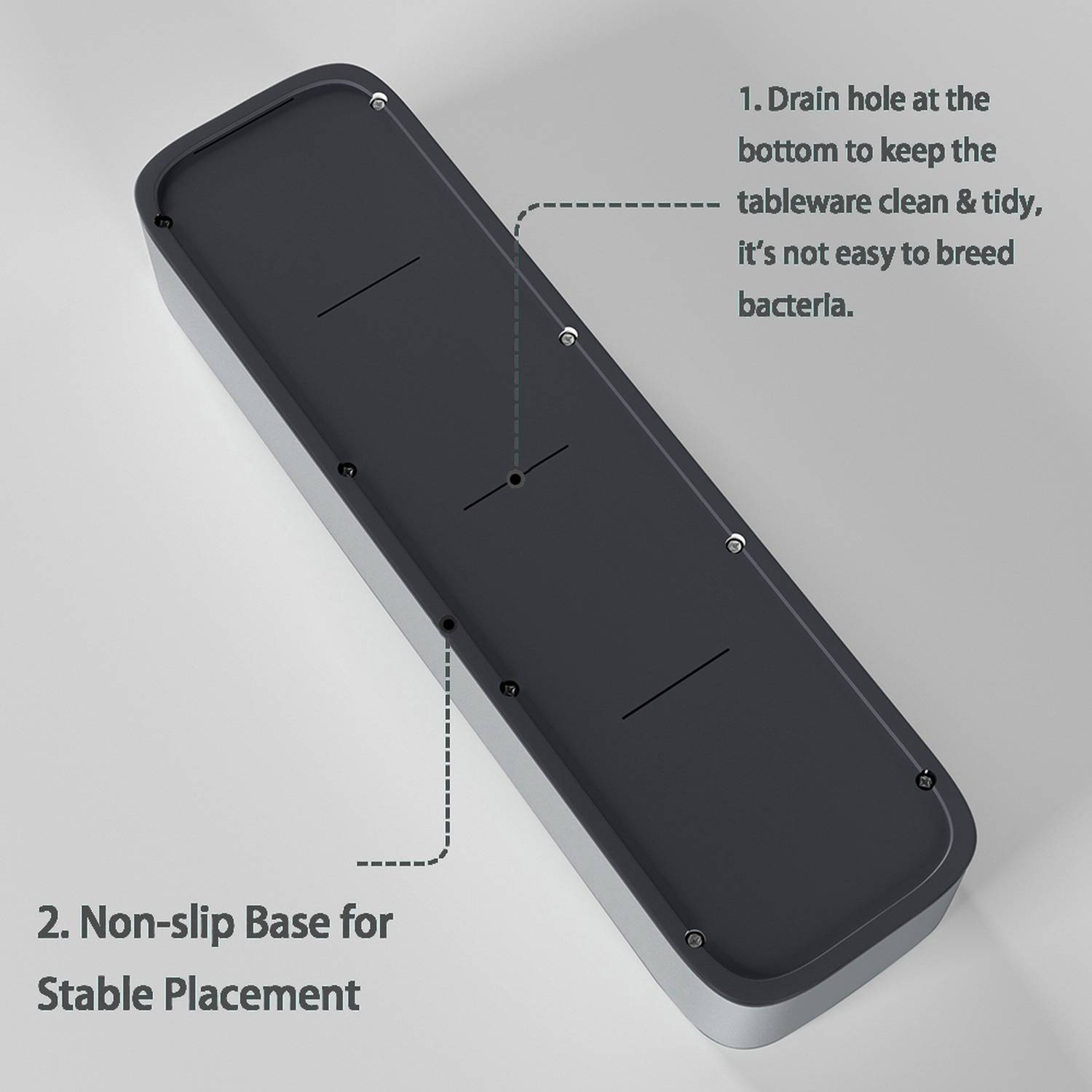 Intirilife Multifunktionaler Besteckkasten Schubladenorganizer in Grau zum übersichtlichen und ordentlichen Aufbewahren von Besteck und Küchenutensi