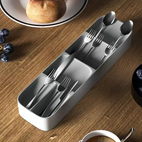Intirilife Multifunktionaler Besteckkasten Schubladenorganizer in Grau zum übersichtlichen und ordentlichen Aufbewahren von Besteck und Küchenutensi Intirilife Multifunktionaler Besteckkasten Schubladenorganizer in Grau zum übersichtlichen und ordentlichen Aufbewahren von Besteck und Küchenutensi