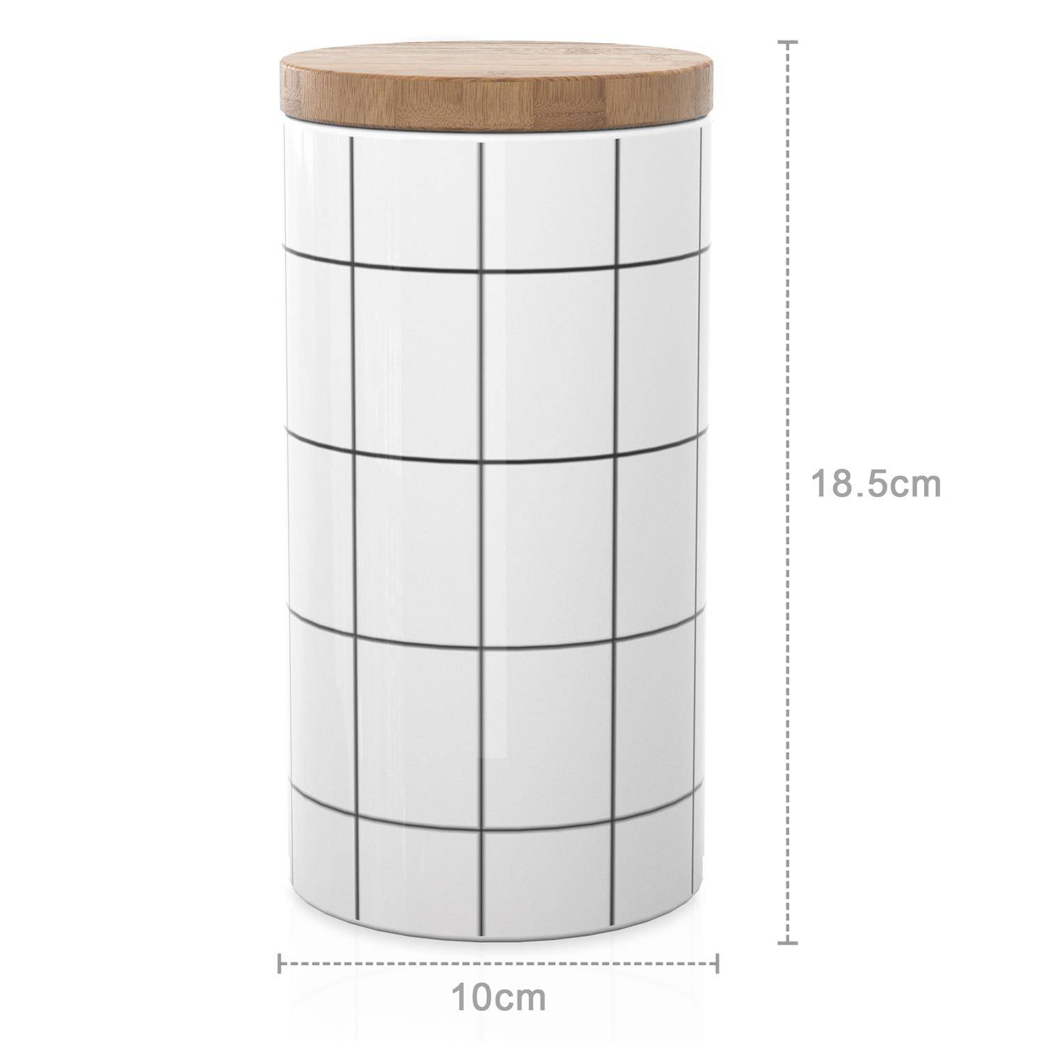 Intirilife Vorratsdose aus Keramik in Größe L mit Deckel - 10 x 18.5 cm - 1000 ml Füllmenge - Luftdichter spülmaschinenfester Vorratsbehälter fü