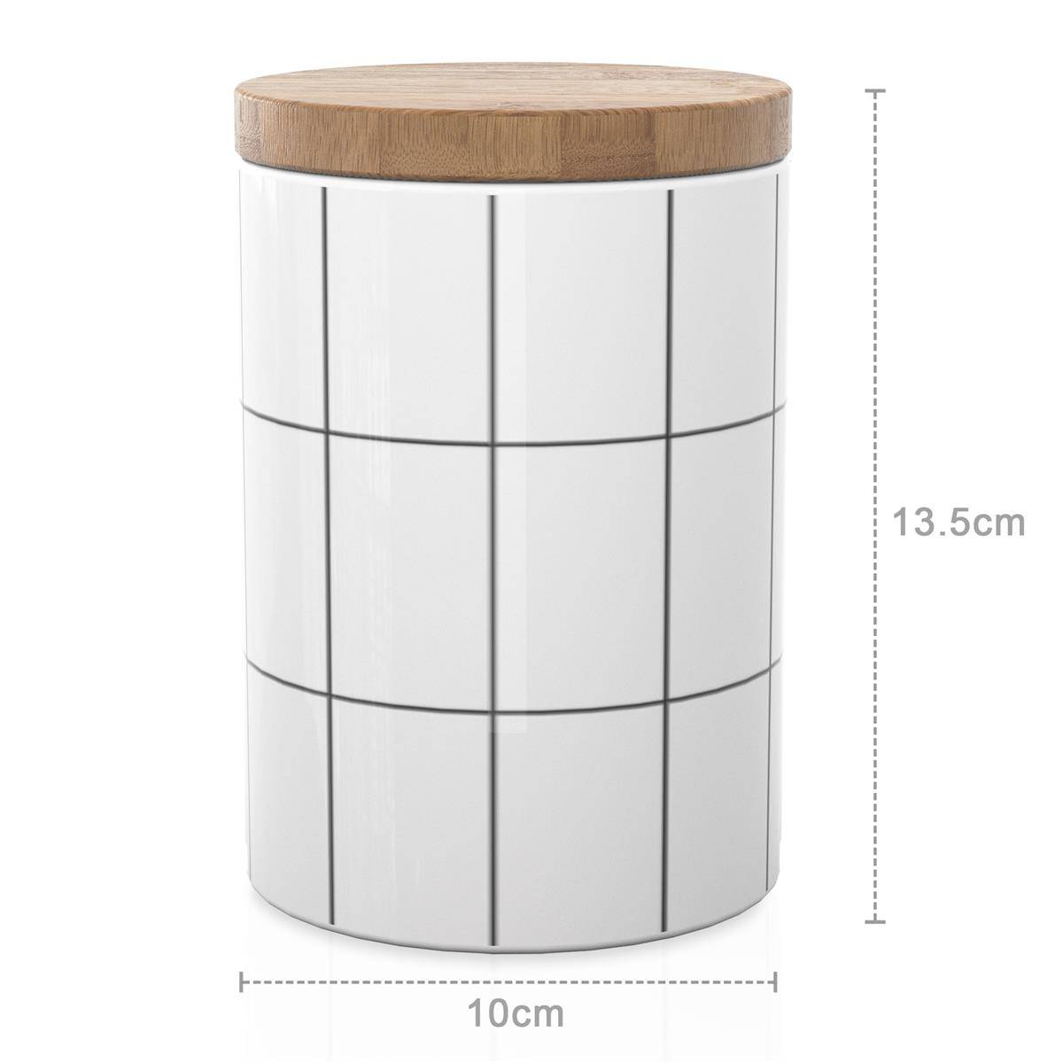 Intirilife Vorratsdose aus Keramik in Größe M mit Deckel - 10 x 13.5 cm - 700 ml Füllmenge - Luftdichter spülmaschinenfester Vorratsbehälter für