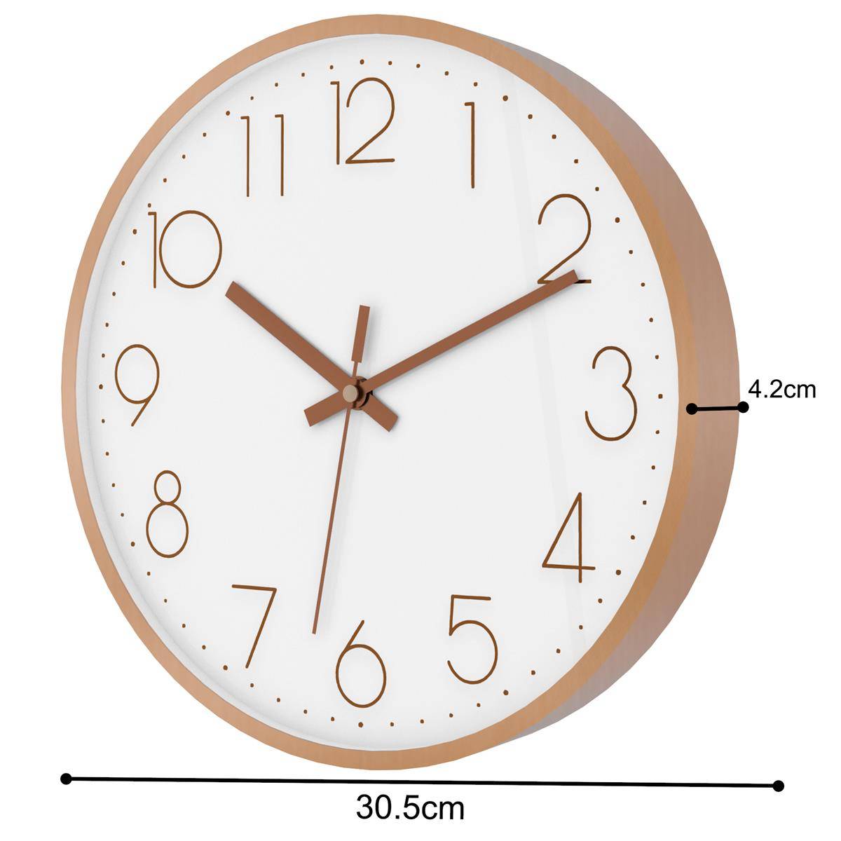 Intirilife Wanduhr in Rosé Gold - Weiß mit 30,5 cm Durchmesser - Praktische Zeitanzeige Chronometer stilvoll für jedes Zimmer