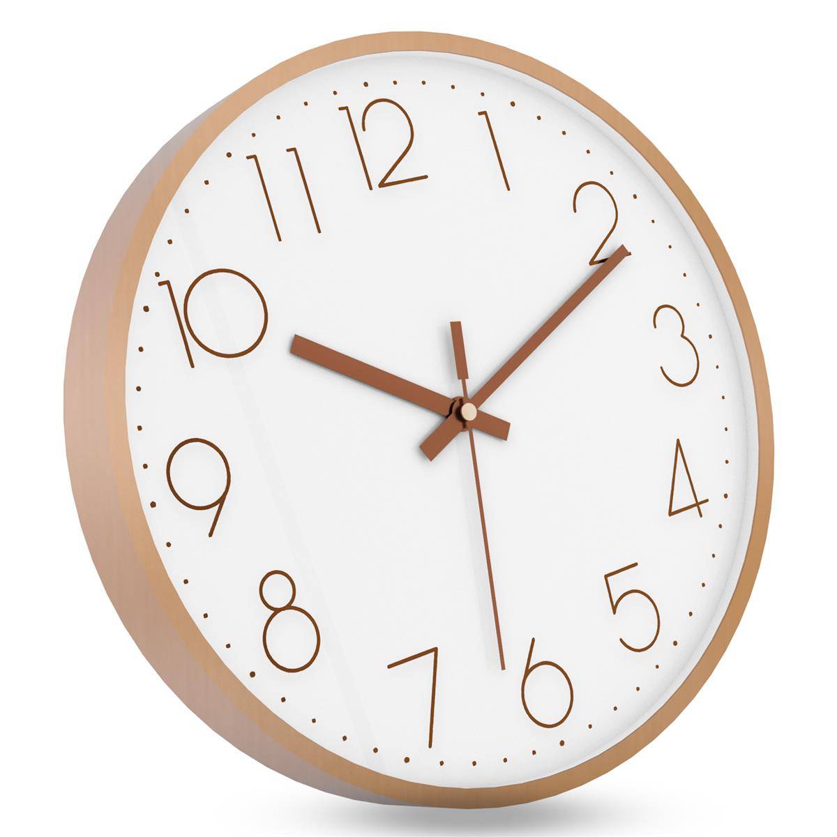 Intirilife Wanduhr in Rosé Gold - Weiß mit 30,5 cm Durchmesser - Praktische Zeitanzeige Chronometer stilvoll für jedes Zimmer