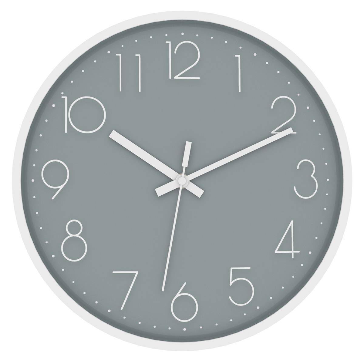 Intirilife Wanduhr in Weiß - Grau mit 30,5 cm Durchmesser - Praktische Zeitanzeige Chronometer stilvoll für jedes Zimmer