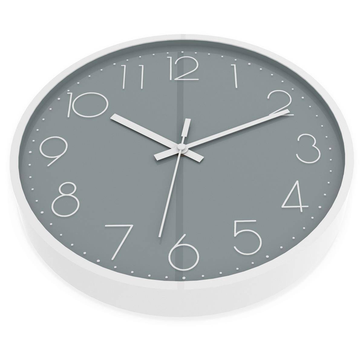 Intirilife Wanduhr in Weiß - Grau mit 30,5 cm Durchmesser - Praktische Zeitanzeige Chronometer stilvoll für jedes Zimmer