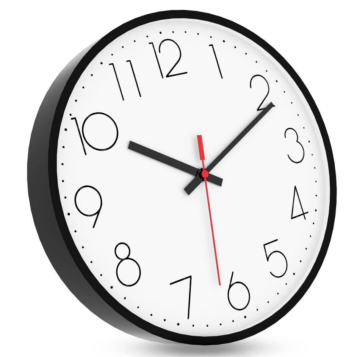 Intirilife Wanduhr in Schwarz - Weiß mit 30,5 cm Durchmesser - Praktische Zeitanzeige Chronometer stilvoll für jedes Zimmer