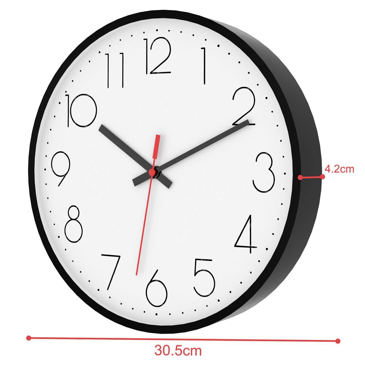 Intirilife Wanduhr in Schwarz - Weiß mit 30,5 cm Durchmesser - Praktische Zeitanzeige Chronometer stilvoll für jedes Zimmer