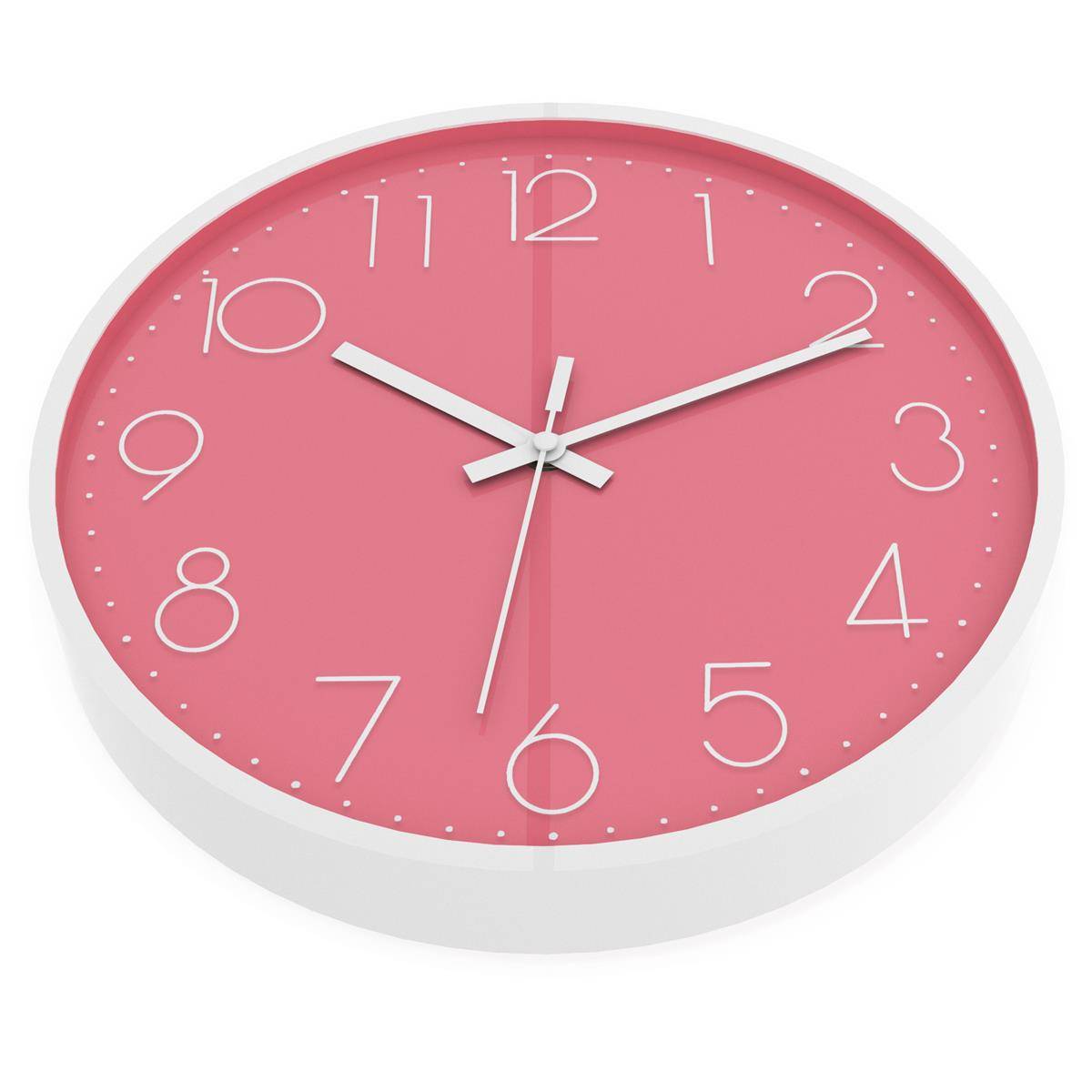 Intirilife Wanduhr in Weiß - Pink mit 30,5 cm Durchmesser - Praktische Zeitanzeige Chronometer stilvoll für jedes Zimmer