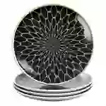 Intirilife 4x Porzellan Teller Muster Verbunden - Schwarz Weiß - Durchmesser 15.3 cm - Frühstücksteller Dessertteller Servierteller für Salat Frü Intirilife 4x Porzellan Teller Muster Verbunden - Schwarz Weiß - Durchmesser 15.3 cm - Frühstücksteller Dessertteller Servierteller für Salat Frü