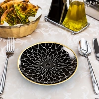 Intirilife 4x Porzellan Teller Muster Verbunden - Schwarz Weiß - Durchmesser 15.3 cm - Frühstücksteller Dessertteller Servierteller für Salat Frü Intirilife 4x Porzellan Teller Muster Verbunden - Schwarz Weiß - Durchmesser 15.3 cm - Frühstücksteller Dessertteller Servierteller für Salat Frü