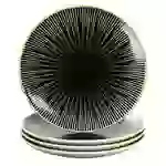 Intirilife 4x Porzellan Teller Muster Gestreift - Schwarz Weiß - Durchmesser 15.3 cm - Frühstücksteller Dessertteller Servierteller für Salat Frü Intirilife 4x Porzellan Teller Muster Gestreift - Schwarz Weiß - Durchmesser 15.3 cm - Frühstücksteller Dessertteller Servierteller für Salat Frü