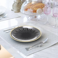 Intirilife 4x Porzellan Teller Muster Gestreift - Schwarz Weiß - Durchmesser 15.3 cm - Frühstücksteller Dessertteller Servierteller für Salat Frü Intirilife 4x Porzellan Teller Muster Gestreift - Schwarz Weiß - Durchmesser 15.3 cm - Frühstücksteller Dessertteller Servierteller für Salat Frü
