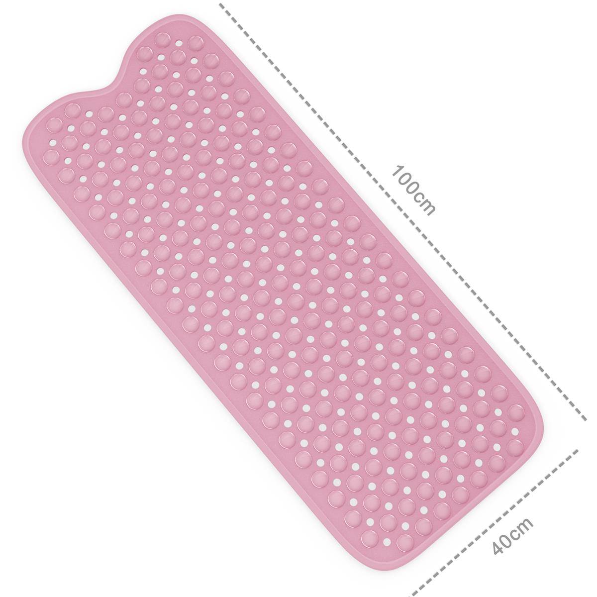 Intirilife rutschsichere Badewannenmatte in Pink - Hautsensitive BPA-freie schimmelresistente Duschmatte maschinenwaschbar