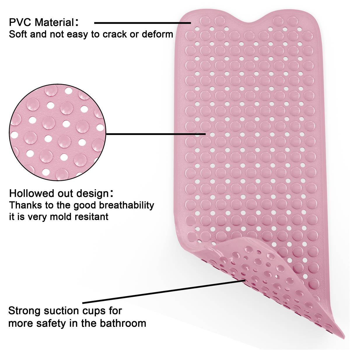 Intirilife rutschsichere Badewannenmatte in Pink - Hautsensitive BPA-freie schimmelresistente Duschmatte maschinenwaschbar