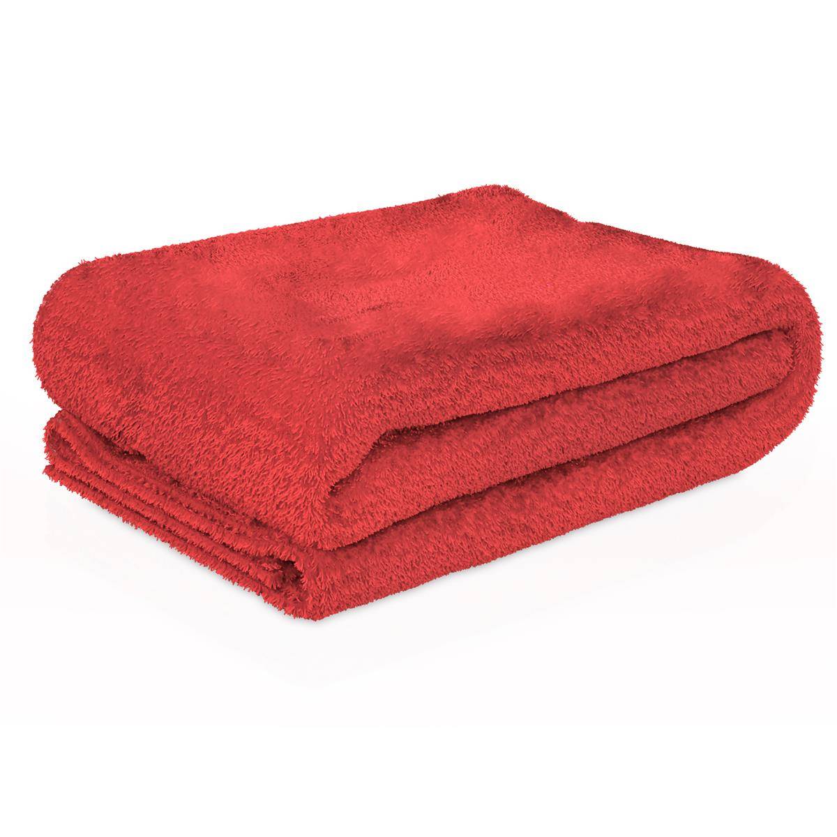 Intirilife weiche Kuscheldecke 200 x 150 cm in GLUT ROT - Flauschig warme Decke als Couchdecke Wohndecke Fleecedecke Indoor Outdoor